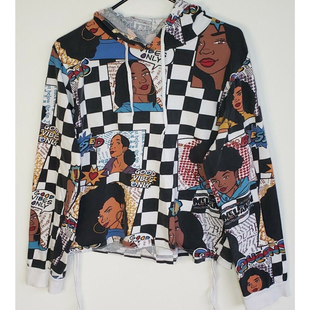 ON FIRE Melanin Hooded Long Sleeve Shirt Women's 1X Hoodie 0262